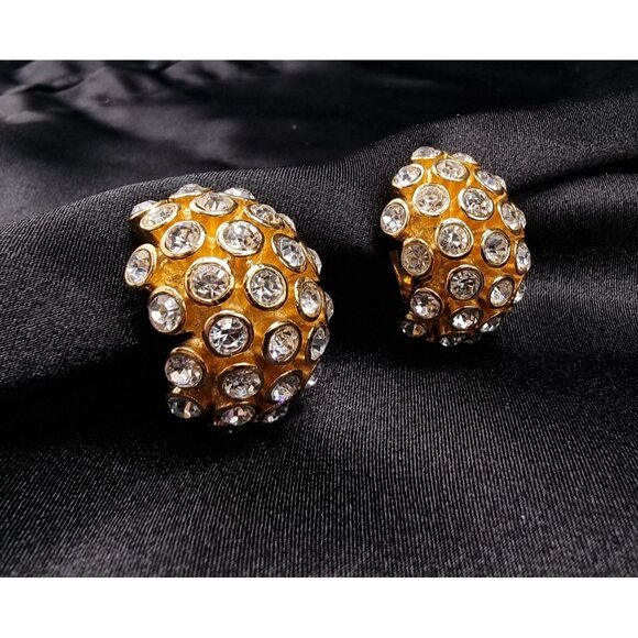 Rare Find Vintage CHRISTIAN DIOR 1990s Gold-Tone Clip-On Earrings - Picture 5 of 7